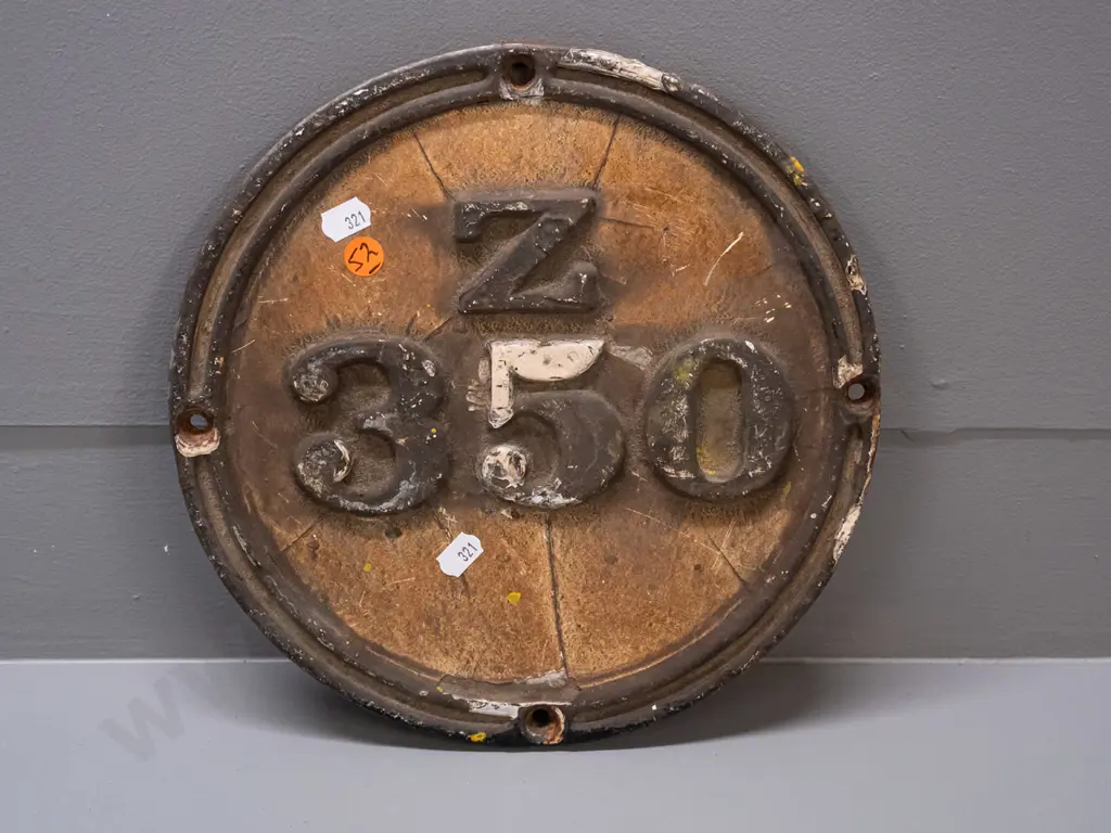 cast iron railway / locomotive plaque - Z 350 - paint loss and some corrosion D-260 Image 1++