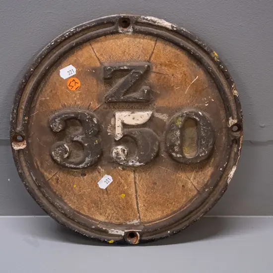 cast iron railway / locomotive plaque - Z 350 - paint loss and some corrosion D-260