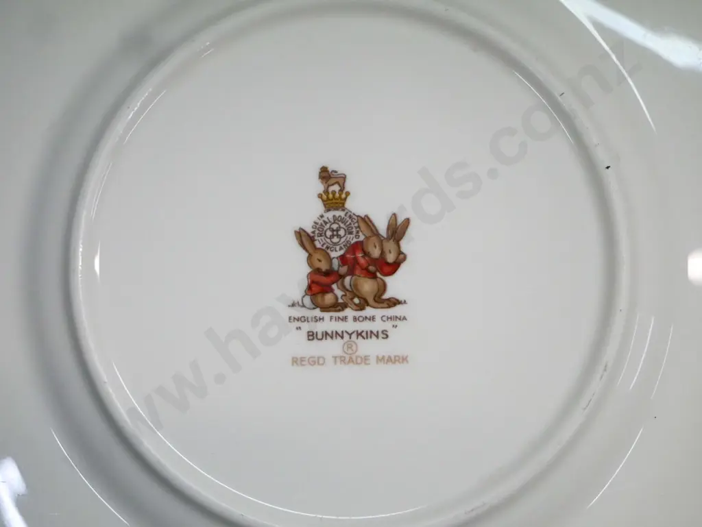 assorted Royal Doulton 'Bunnykins' items: 3x large plates 3x bowls 5x eggcups. All plates/bowls have scratching, 2x mugs Image 1++