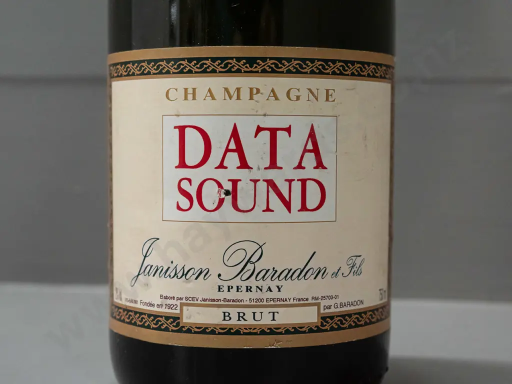 750ml bottle of Janisson-Baradon Epernay champagne - labelled "Data Sound" (special event or private label?) Image 1++