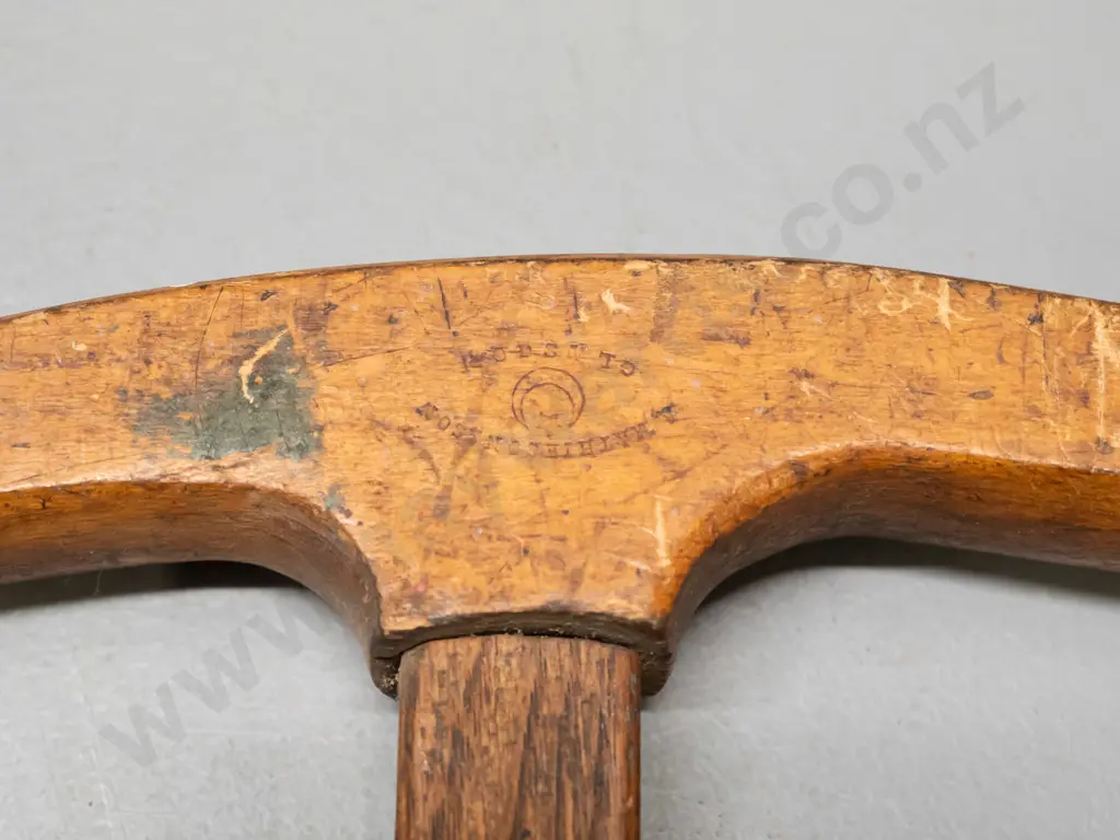 vintage bow saw - marked H. Langdon and unreadable Glasgow makers mark with crescent moon logo - overall age wear and Image 1++