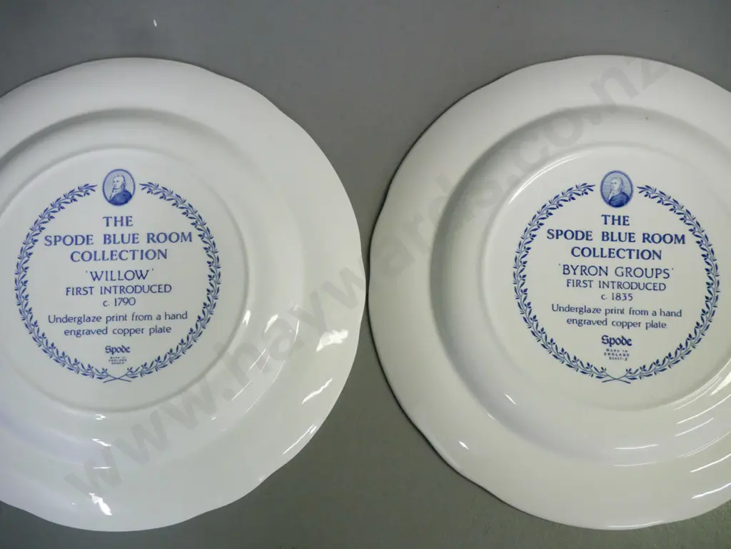 2x Spode 'Blue Room' collection plates: Willow & Bryon Groups. D-265 Image 1++