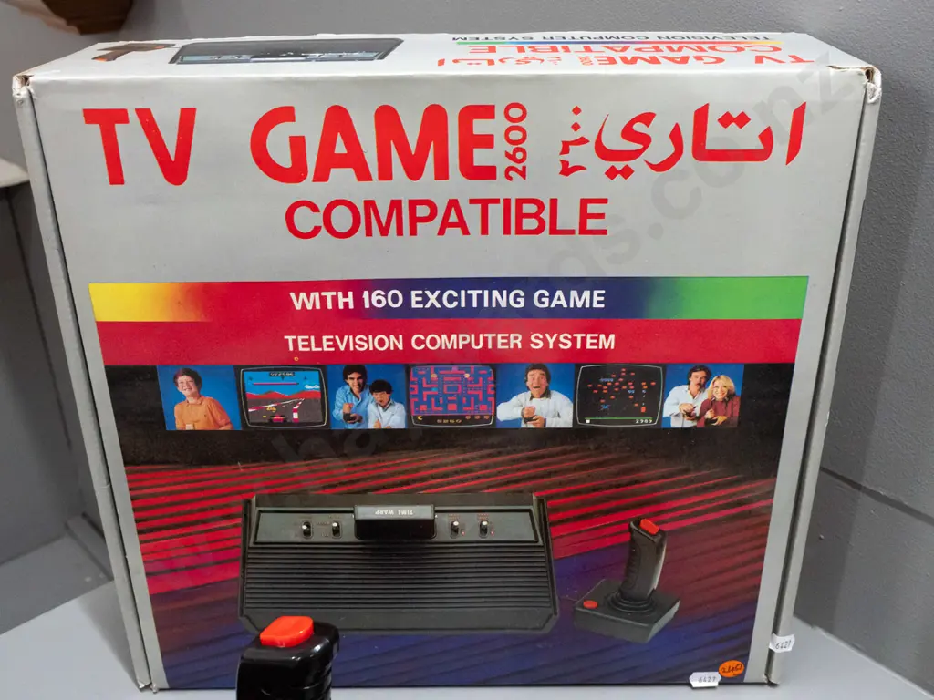 boxed videogame console - marked JLB Video Game, Model 2600 - with cord and 2 controllers - in original box, very good Image 1++