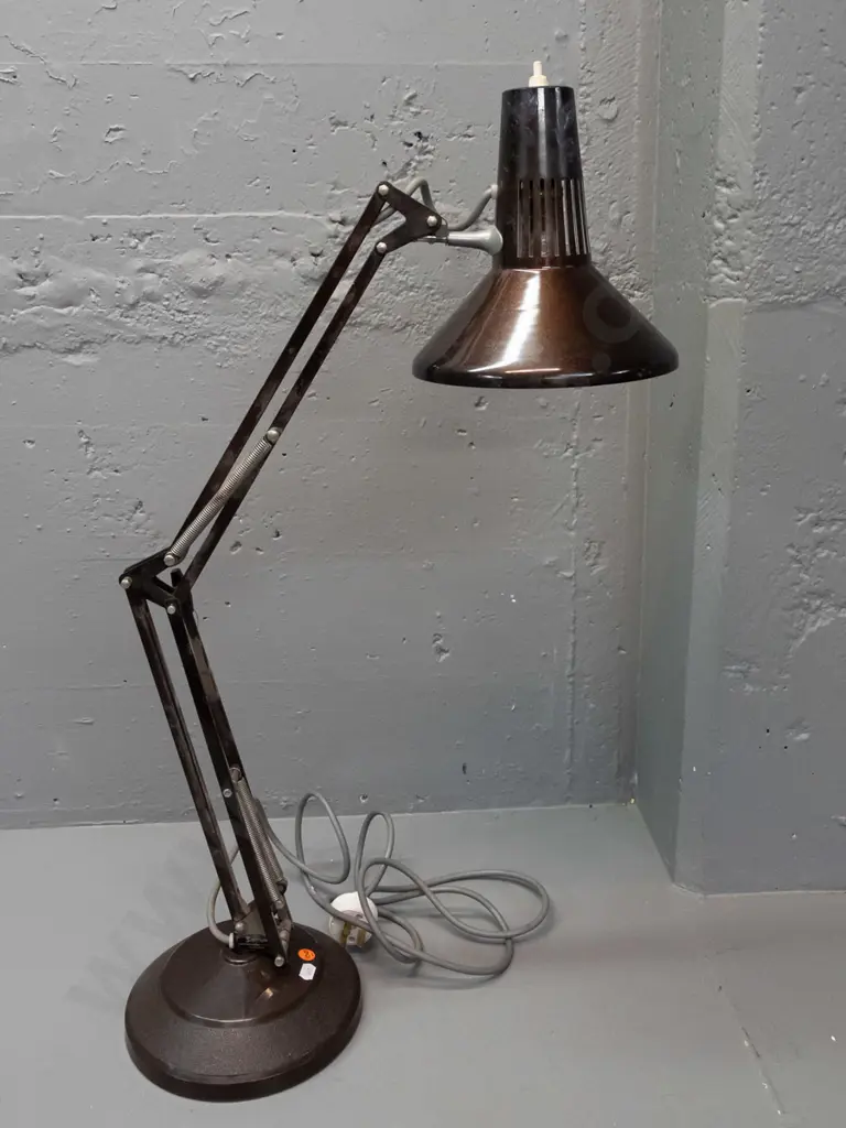 Superlux anglepoise lamp - brown finish, lamp lifts out / not attached to base - some paint flecks and fingerprints Image 1++
