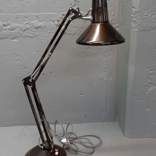 Superlux anglepoise lamp - brown finish, lamp lifts out / not attached to base - some paint flecks and fingerprints