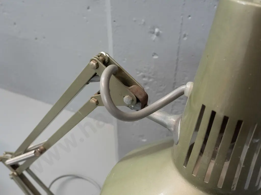 Superluxe anglepoise lamp - light green finish, stem lifts out from base. Going but switch surround has a crack. Minor Image 1++