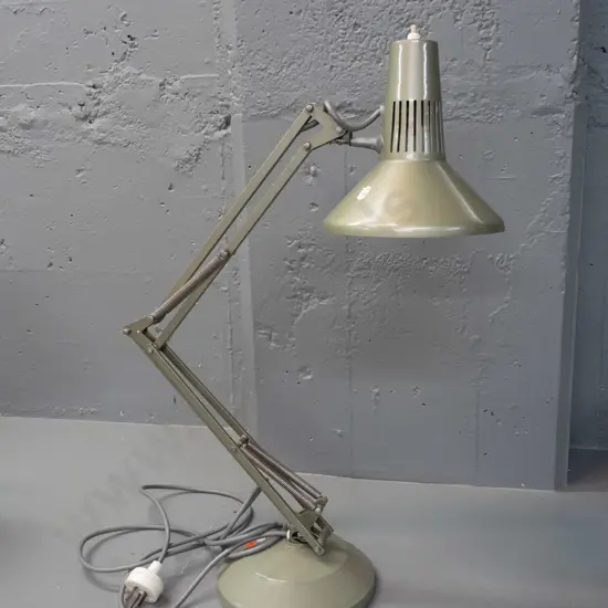 Superluxe anglepoise lamp - light green finish, stem lifts out from base. Going but switch surround has a crack. Minor