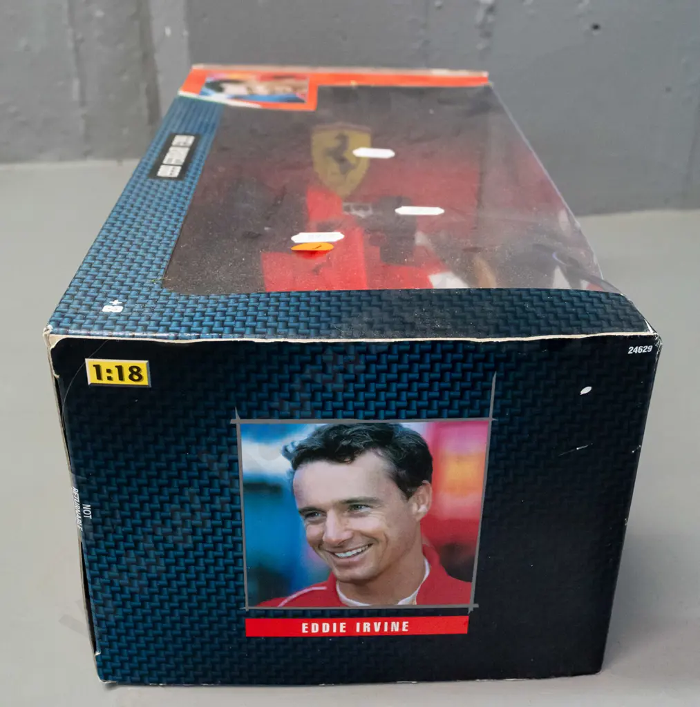 Mattel Hot Wheels Racing 1:18 scale die cast model in original box - Eddie Irvine 1999 Ferrari F-399 - minor wear to box Image 1++