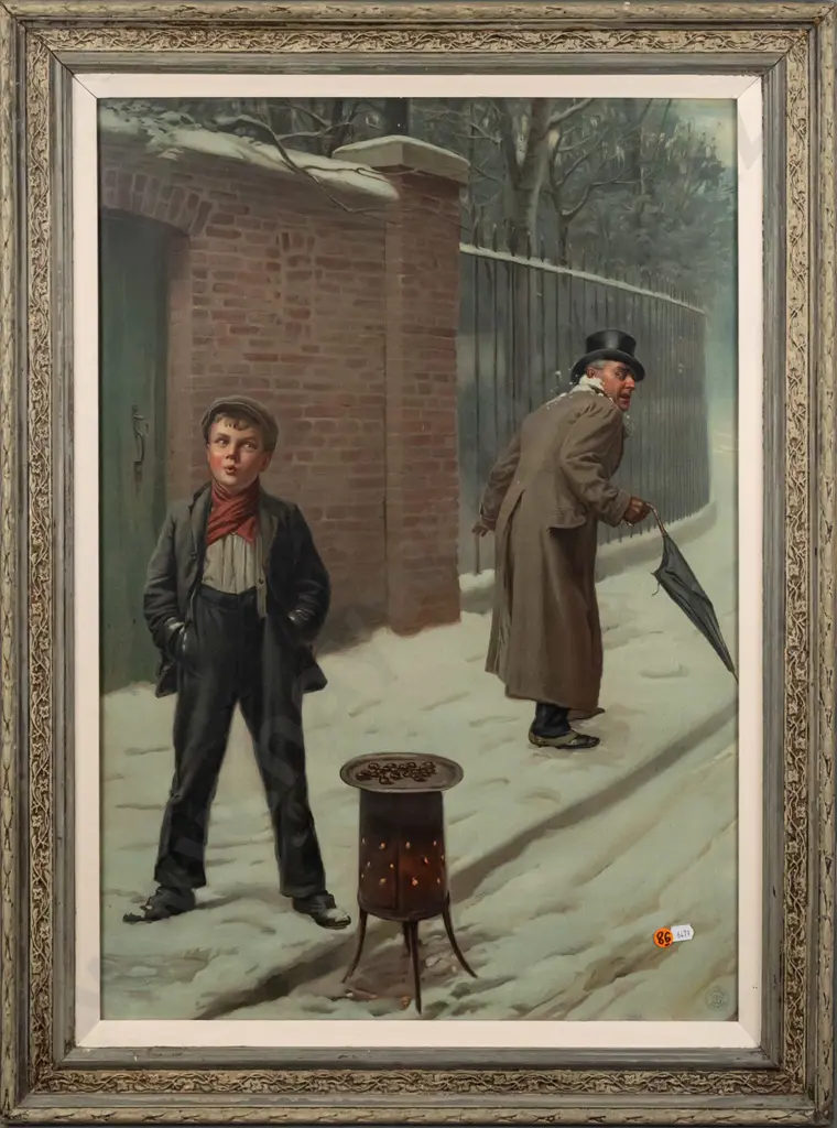 After Harold Hume Pifford -- framed 'Pears Annual' print "The Snowball" H-670 W-460 Image 1++