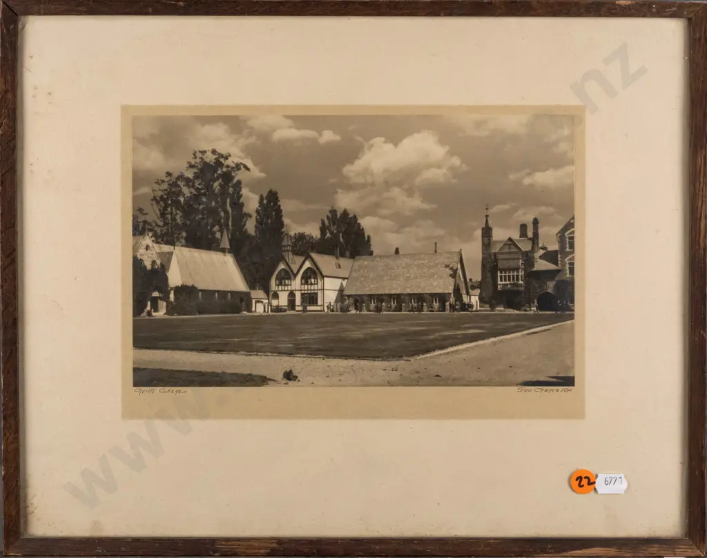 framed George Chance vintage photograph "Christs College" H150 w250 (marking to mat) Image 1++