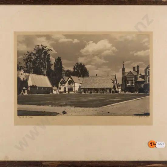framed George Chance vintage photograph "Christs College" H150 w250 (marking to mat)