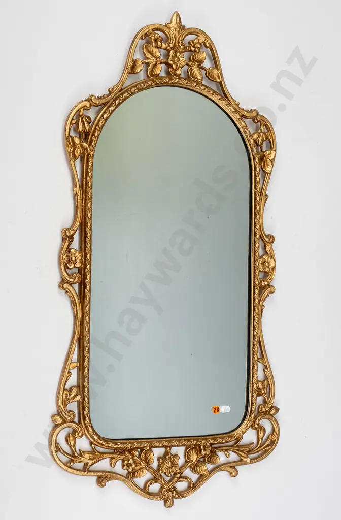 ornate cast metal gilt framed wall mirror H830 W420 Image 1++