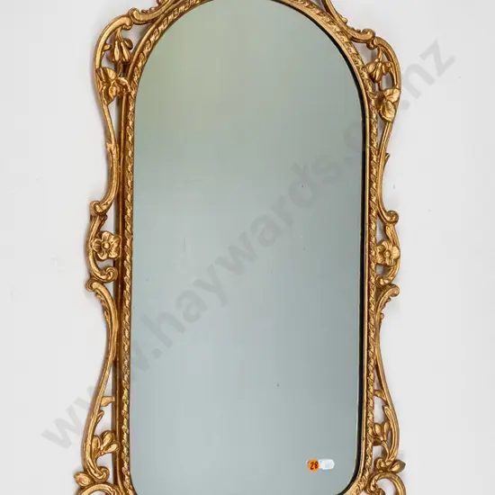 ornate cast metal gilt framed wall mirror H830 W420
