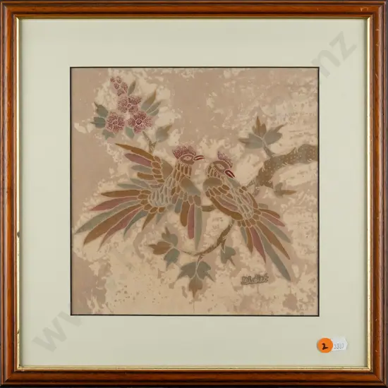 framed bird print on fabric H230 W230