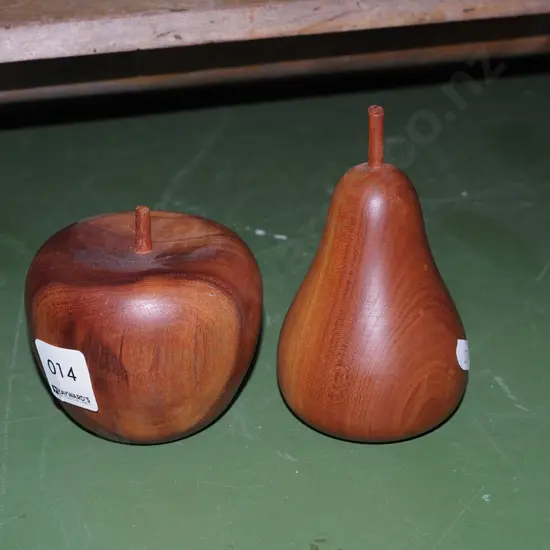 turned wood apple and pear