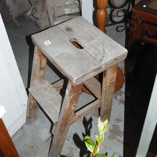 rustic wooden step stool