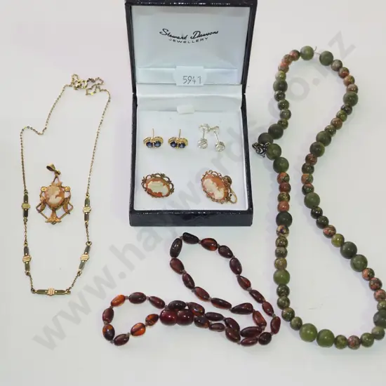 tray; earrings & necklaces