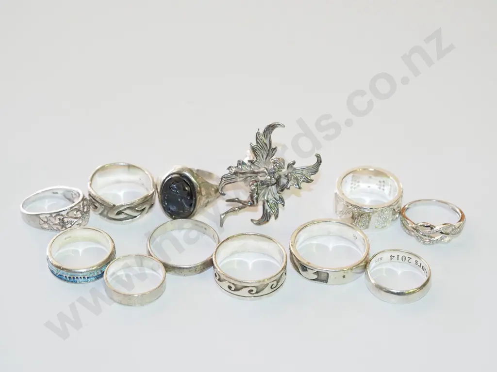 tray of sterling silver rings Image 1++