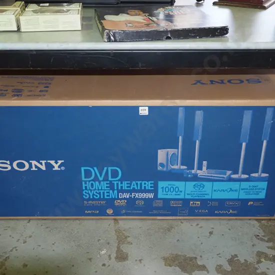 boxed Sony DVD home theatre system DAV-FX999W - has been used, may be incomplete