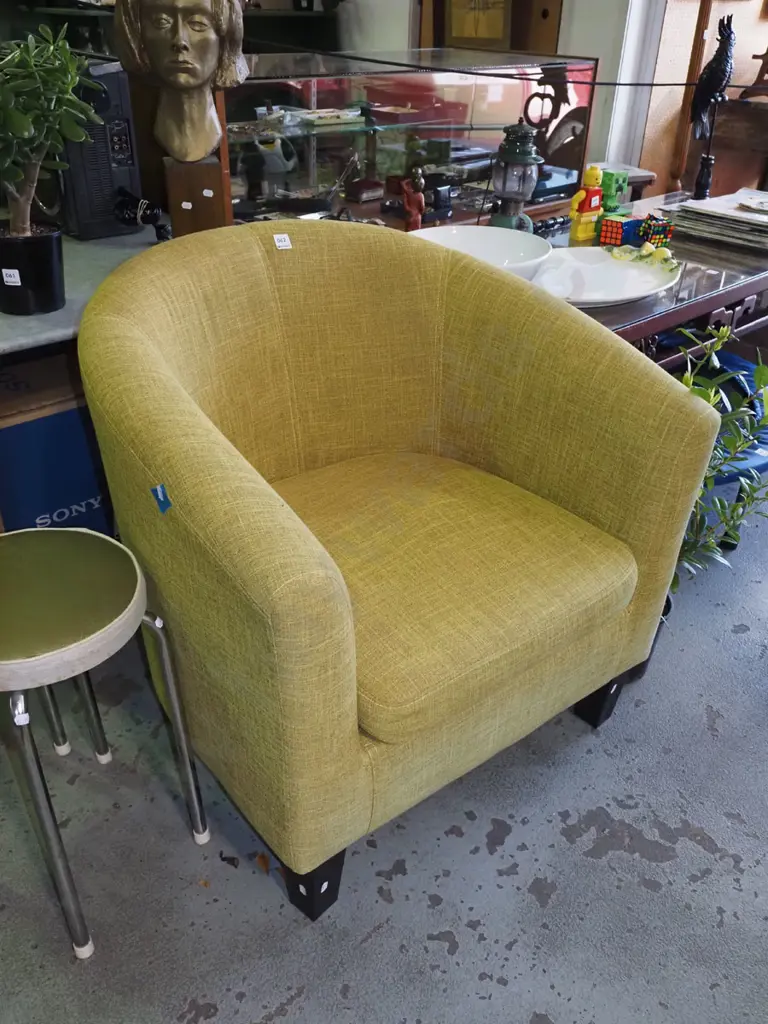 mustard upholstered tub chair Image 1++
