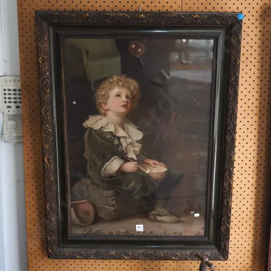 Pears Bubbles advertising print in ornate gilt frame