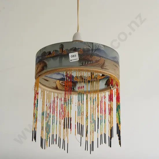hand painted light fitting with lustres - missing some lustres