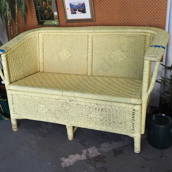 yellow painted cane 2 seater settee