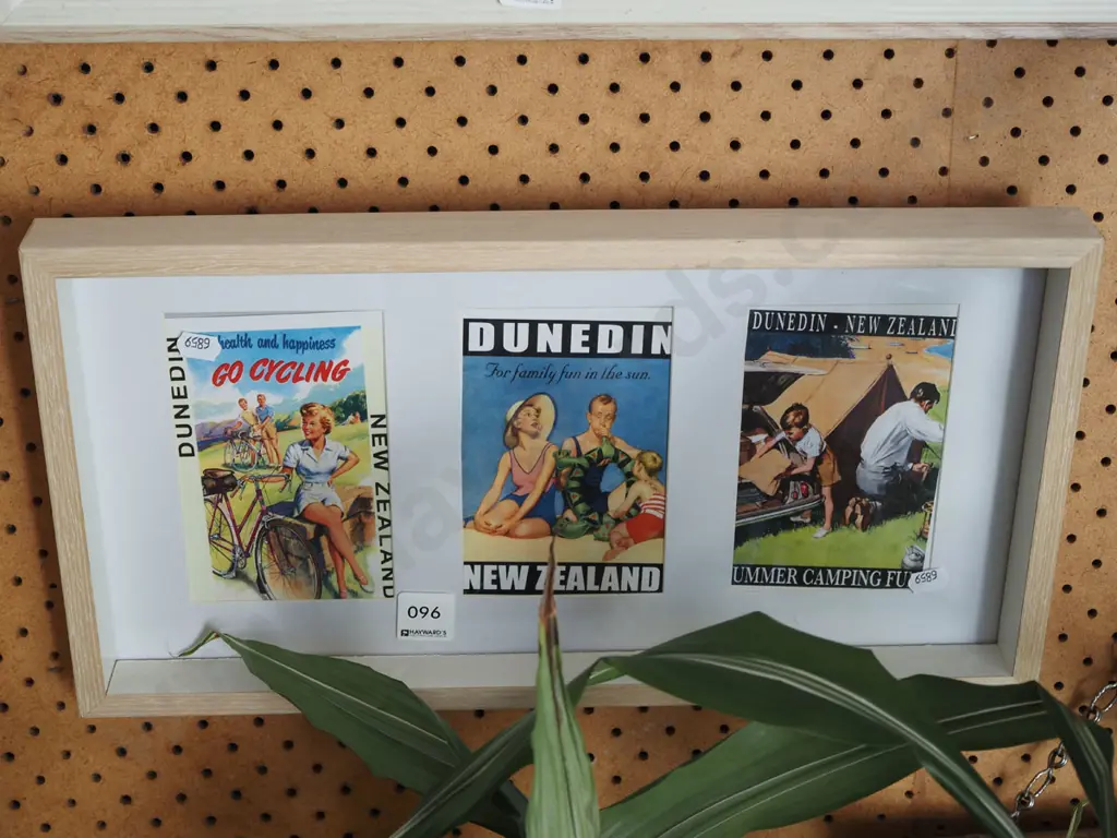 poorly framed reproduction triptych - NZ postcards Image 1++