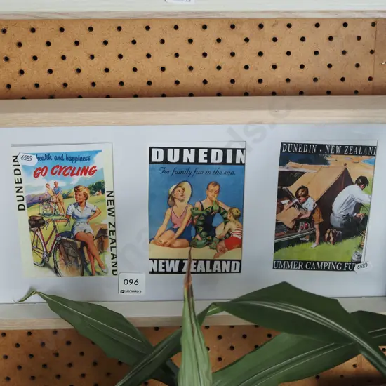poorly framed reproduction triptych - NZ postcards