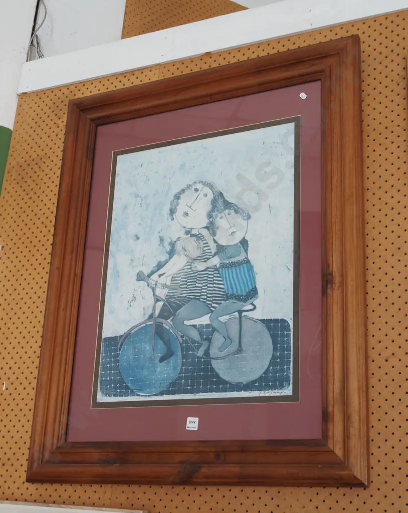 framed print - people on bike Image 1++