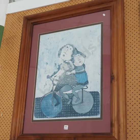 framed print - people on bike