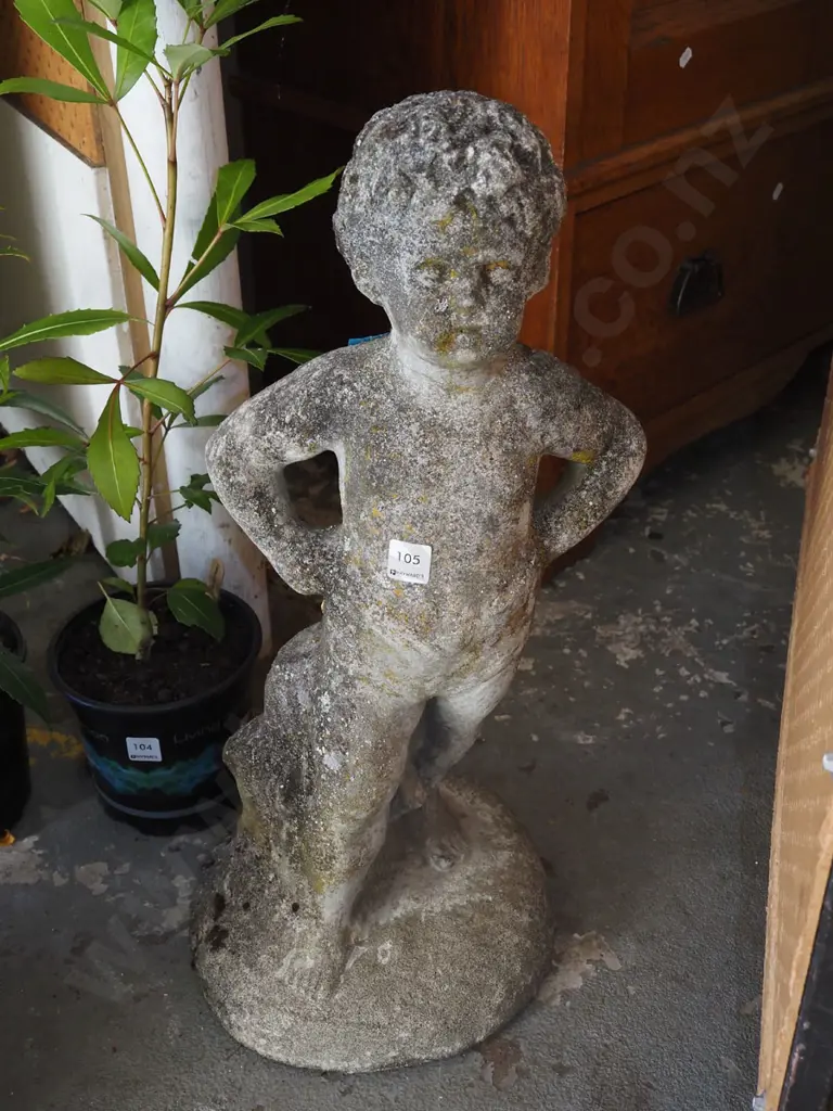 concrete garden statue of a boy H630 Image 1++