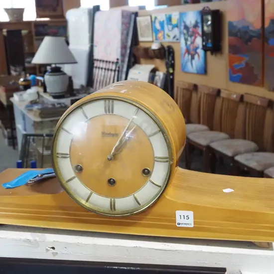 mid century wooden mantle clock