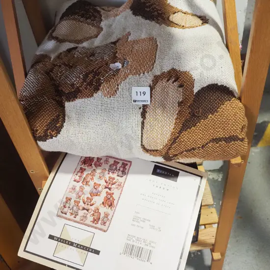 cotton teddy bear themed throw