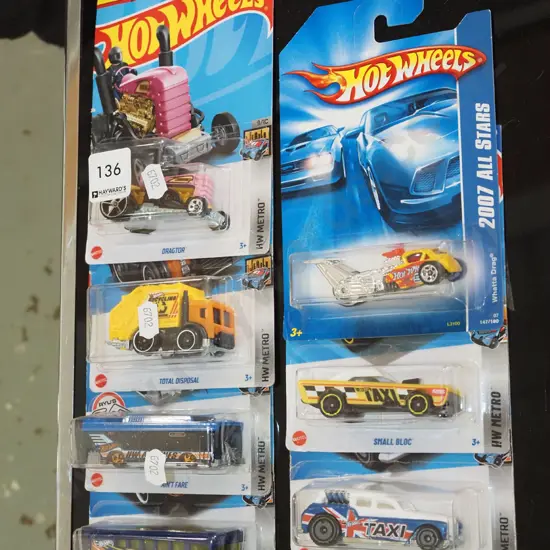 7x carded Hotwheels toy vehicles