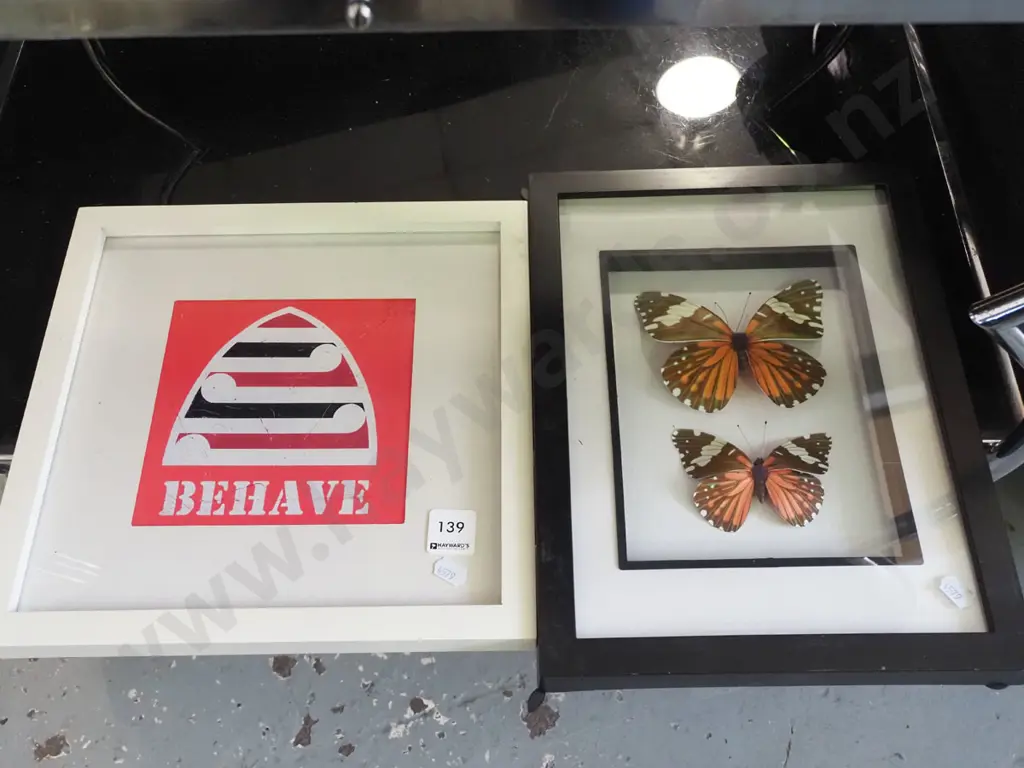 framed Beehave print, faux butterfly print Image 1++
