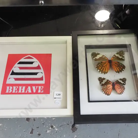 framed Beehave print, faux butterfly print