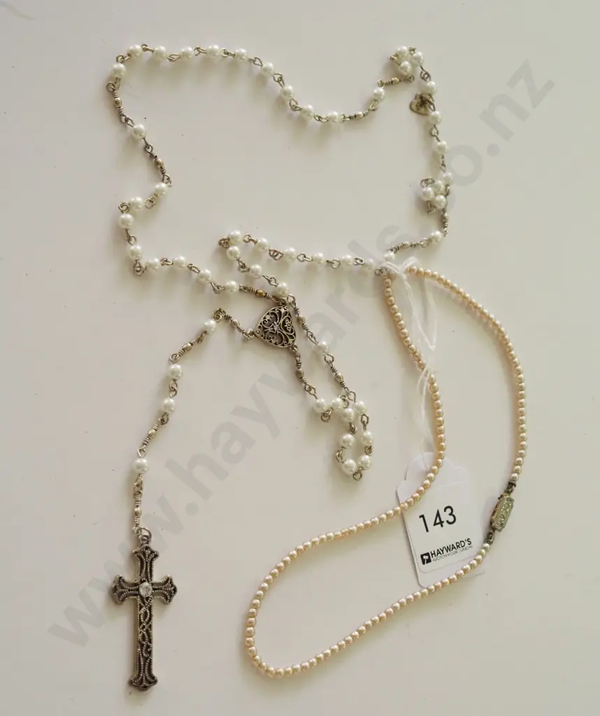 rosary beads & pearl? necklace Image 1++