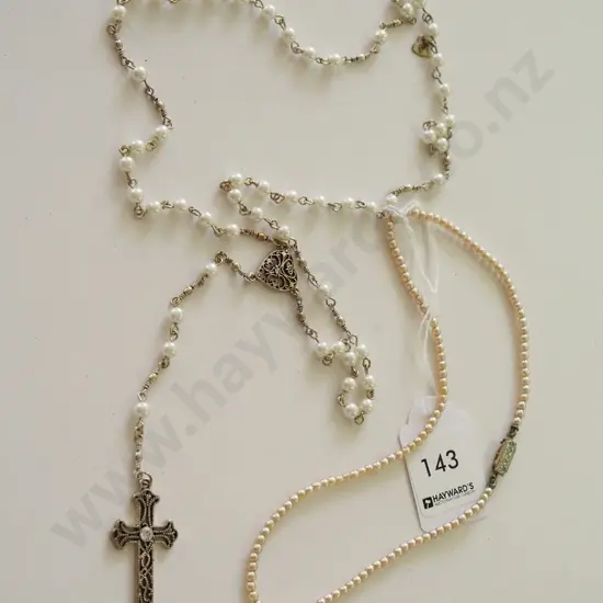 rosary beads & pearl? necklace