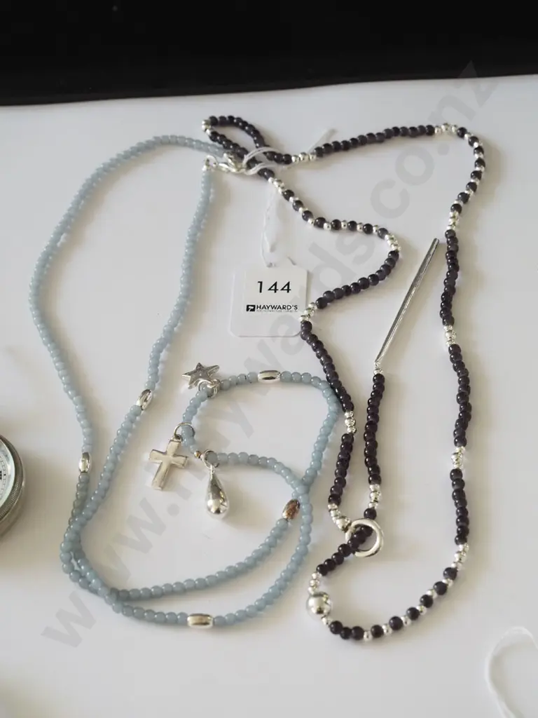 2x silver & beaded necklaces Image 1++