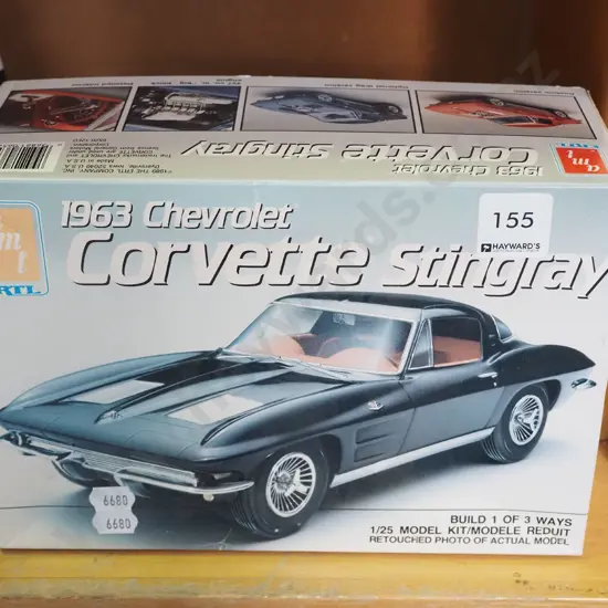 yet to be assembled scale model of a Corvette Stingray