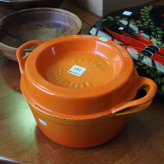 cast iron and enamel lidded casserole