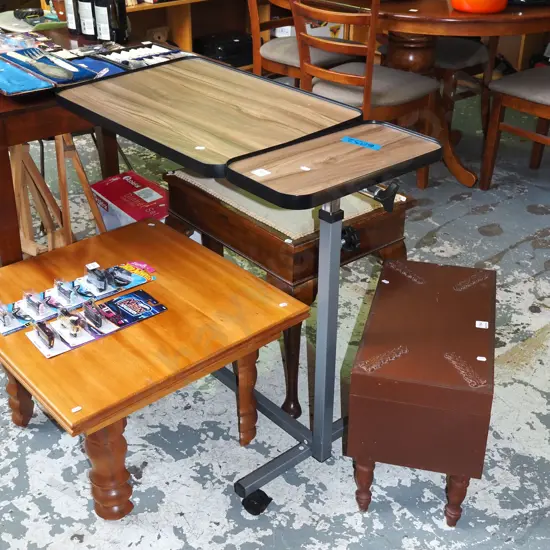 rise and fall adjustable bed table on casters