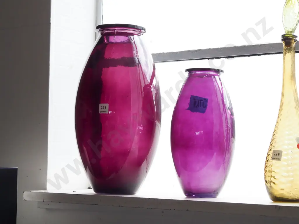 2x large purple glass jars H450 Image 1++