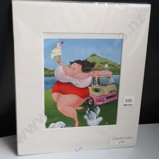 unframed print - icecream truck in front of Hereweka