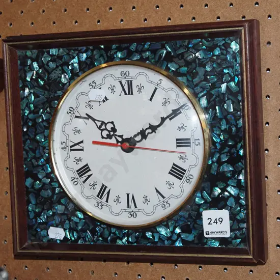retro paua shell wall clock