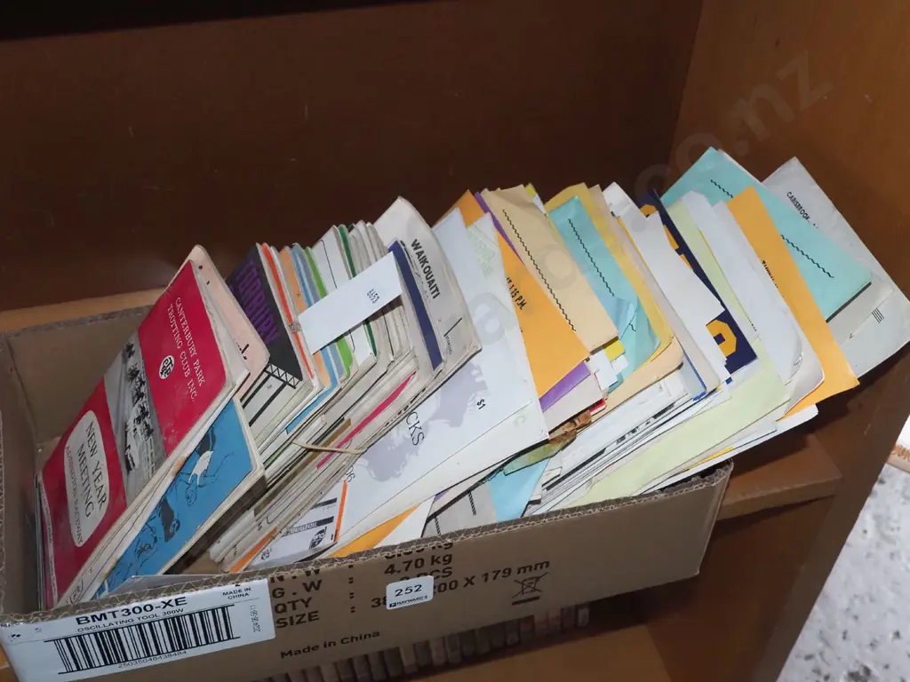 box of sports programmes - rugby, racing etc Image 1++