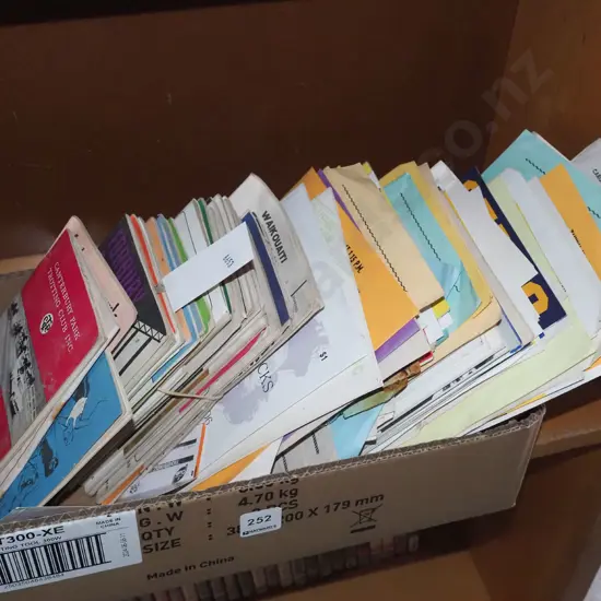 box of sports programmes - rugby, racing etc