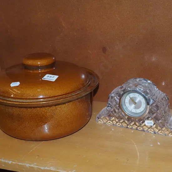 lidded casserole, cut crystal mantle clock