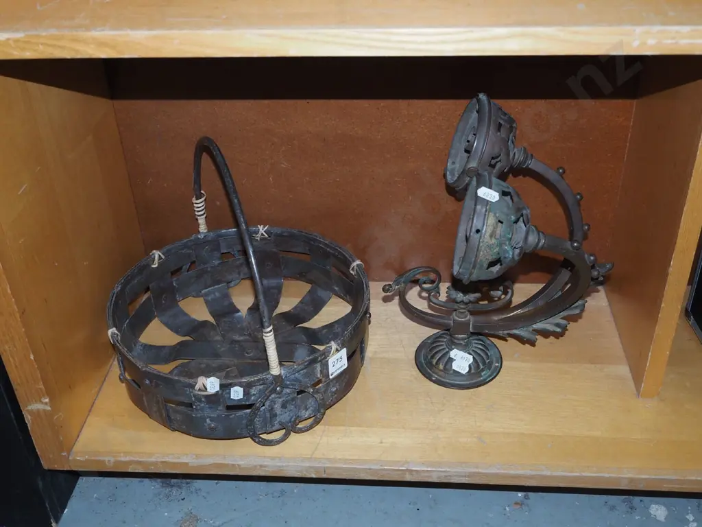 wrought metal tray, wall mounted brass light fittings Image 1++